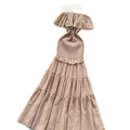 French goddess style one-shoulder ruffle trim spliced dress - slim fit, figure-flattering, elegant vacation maxi dress