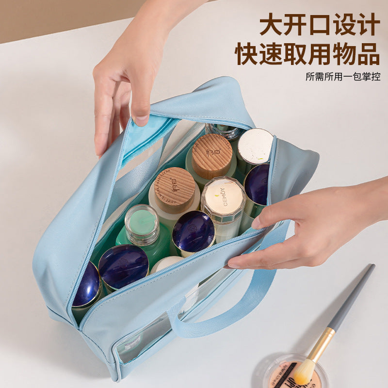 Splicing cosmetic bag women's large-capacity portable travel storage bag Splicing PVC cosmetics washing storage bag can be determined