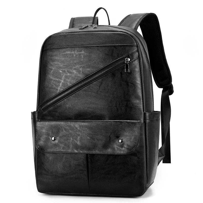 New Vintage PU Backpack Men's Multifunctional Business Travel Backpack Large Capacity Street Trend Student School Bag