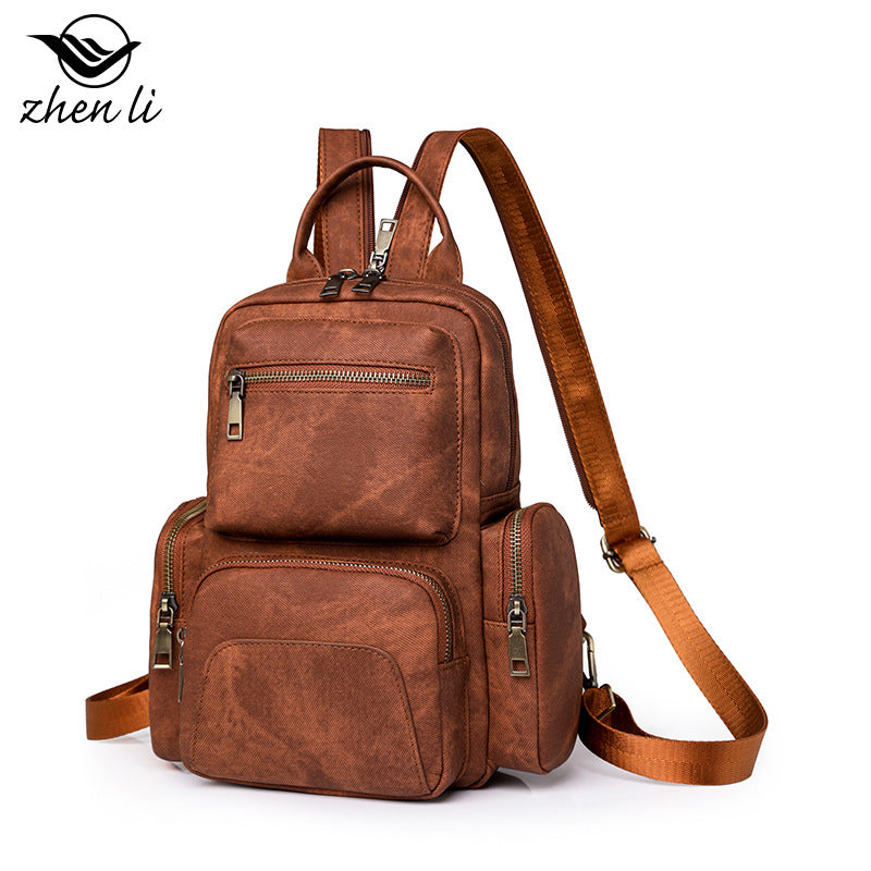 Cross-border women's backpack 2024 new casual PU small backpack travel women's bag retro multi-purpose messenger bag