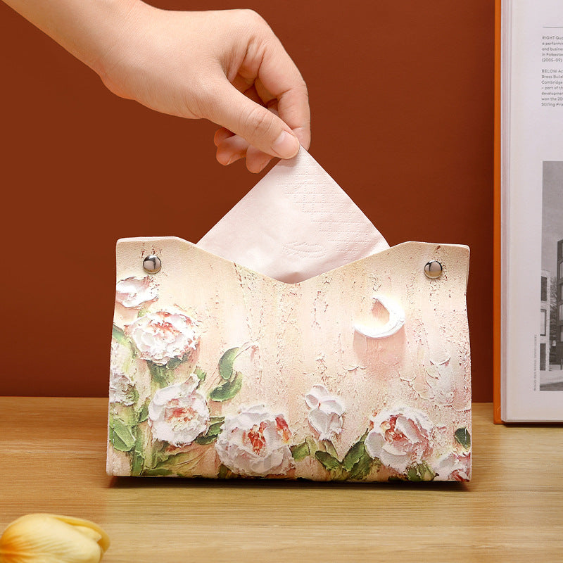 Oil painting light luxury paper towel box living room storage paper box toilet restaurant high value Internet celebrity same paper box