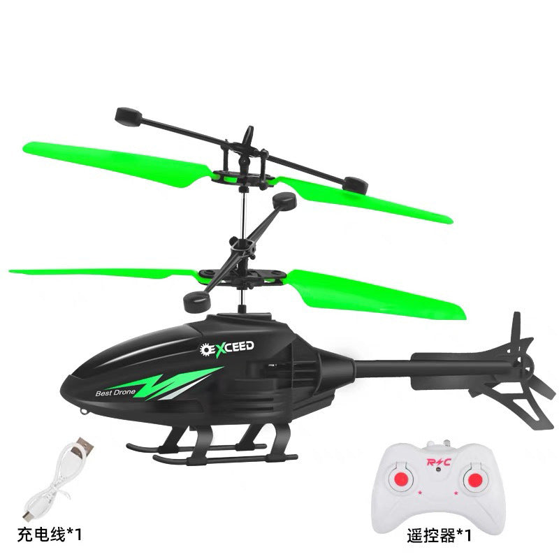 Remote control hovering helicopter with lights - durable, rechargeable airplane for stalls & cross-border sales