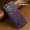 Crystal shield leather case for samsung s25 edge premium leather magnetic phone case s24ultra invisible stand