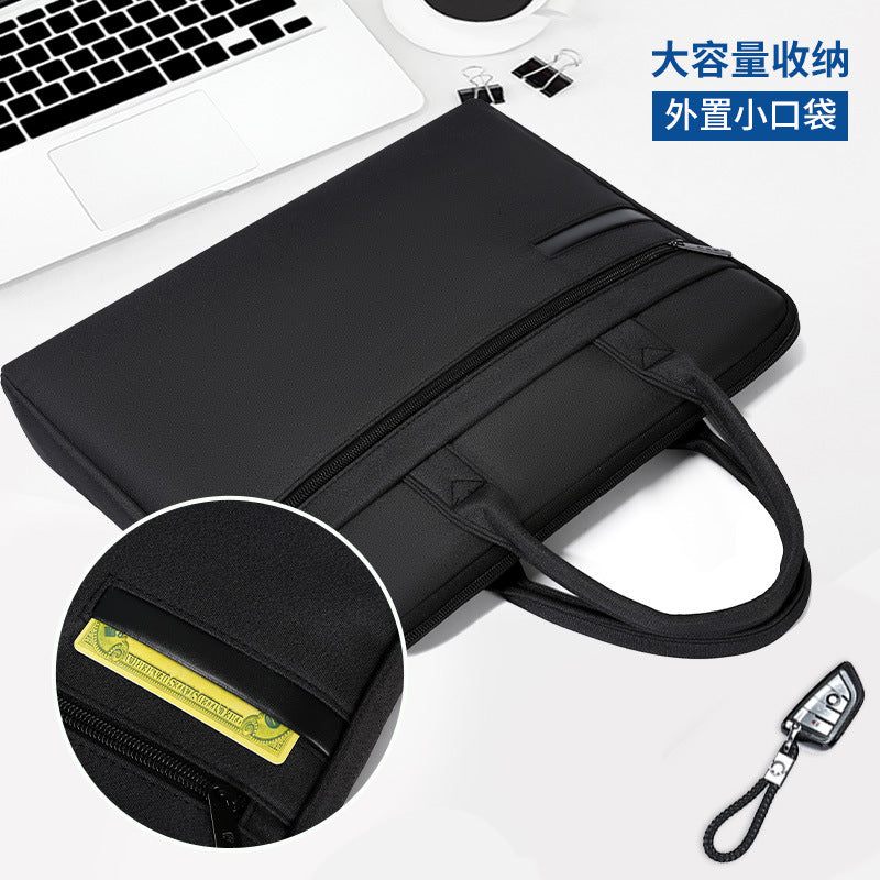 Large capacity briefcase file bag business conference bag double layer zipper document portfolio printing available