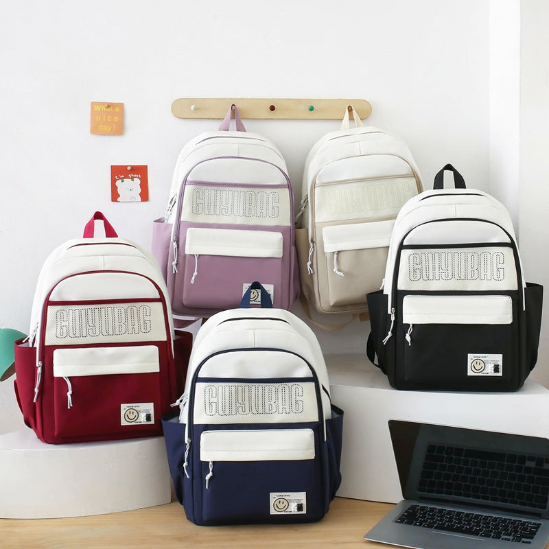 Cross-border customized schoolbag women's 2025 new fashion backpack, primary and secondary school student bag, large-capacity four-piece schoolbag