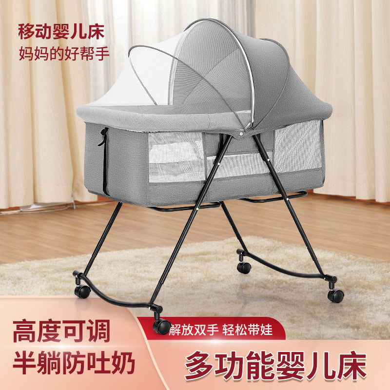 Foldable and portable bassinet crib - newborn bed, cradle, baby rocker, multi-functional splicing bed for big kids