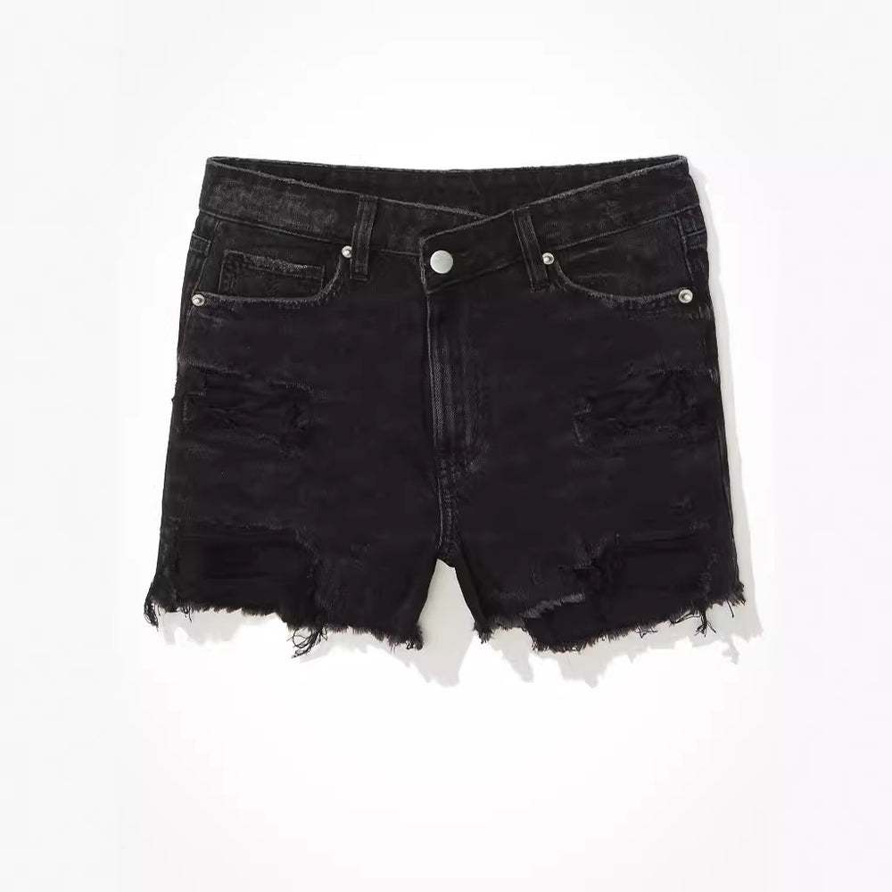 Distressed denim shorts for women -  &  hot seller - solid color denim shorts - trendy & stylish jeans