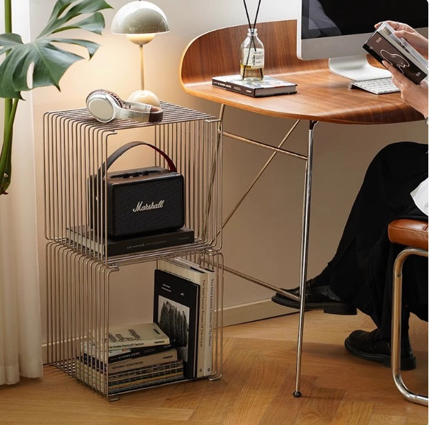 Casual sofa side table popular medieval creative mini storage rack line small table carbon steel newspaper rack coffee table