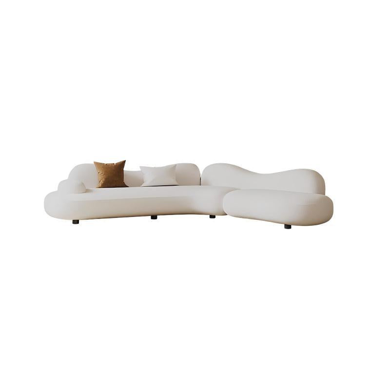 Italian normcore small apartment sea salt sofa living room house wabi-sabi style curved special-shaped corner combination fabric sofa