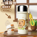 316 stainless steel high-style insulated tumbler - cute capybara design - kids' water bottle - portable handheld double-drink straw cup