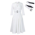 D3290 european and american plus size women's clothing  autumn new arrival: lapel collar, stylish and elegant solid color maxi dress - export quality