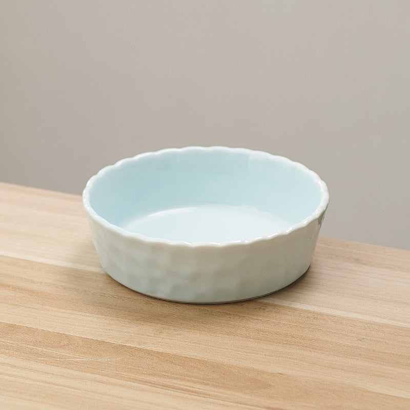 New arrival cream style pure color ceramic bowl hammer pattern design underglaze color fruit bowl for home high-looking salad bowl wholesale