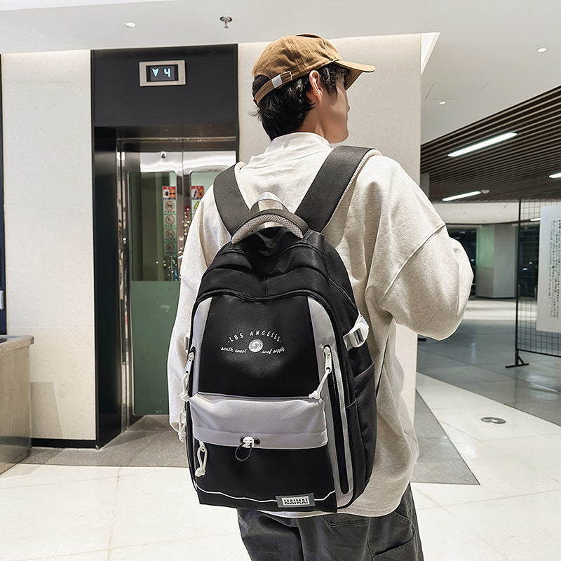 2025 new forest-inspired, high-style, large-capacity, durable, color-blocked backpack for middle and high school students, college students, and travel