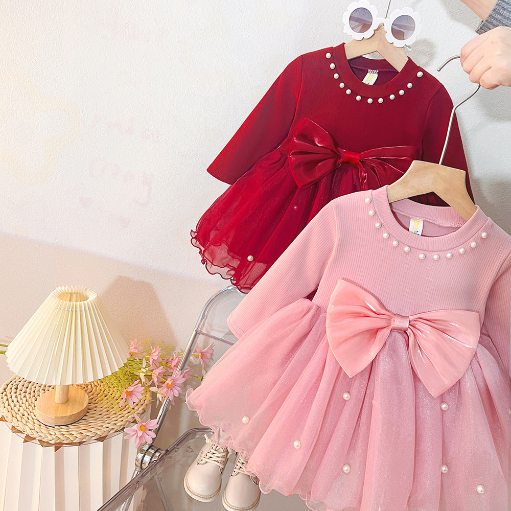 Kidsspring style dress autumn baby girl princess first birthday mesh dress kids