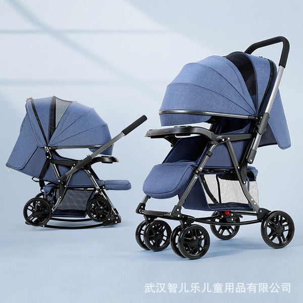 Stroller can sit and lie down, newborn ultra-light stroller folding four-wheel stroller, baby walker, pocket car