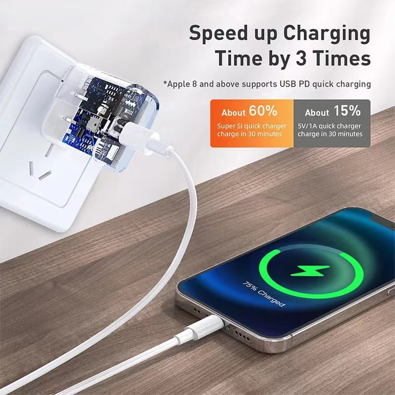 Pd 30w european standard phone charger, compatible with apple iphones, fast charging adapter, 30w us standard charger plug