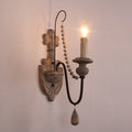 American retro wall lamp - cordless charging, solid wood, french style for living room, bedroom, bedside, hallway, stairway, candle wall sconce