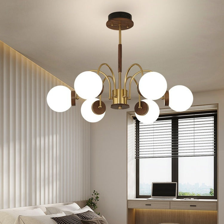 Wabi Sand Wind Simple Modern Atmosphere Walnut Light Luxury American Retro Magic Bean Restaurant Lighting Living Room Bedroom Chandelier