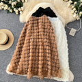 French heavy industry stereo rose flower high waist skirt women's styleeasiest for matchslimming lookelegance large swing a-line umbrella skirt