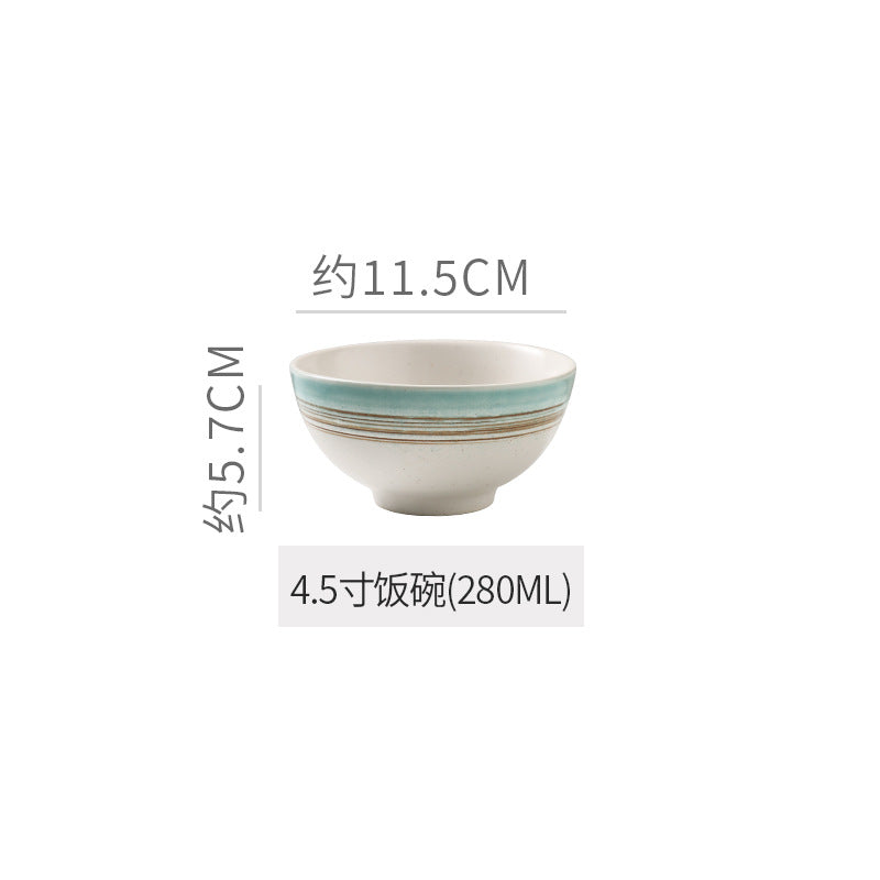 Personalized retro ink style ceramic tableware bowls, plates, dishes, restaurant for home threaded dessert plate, good-looking western dinner plate