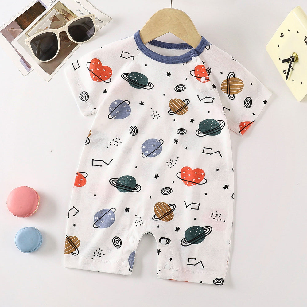 Baby clothes summer thin pure cotton air-conditioning clothes pajamas newborn baby short-sleeved onesie baby outing khaki crawling