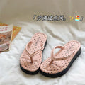 Korean retro polka dot platform flip-flops - women's summer outdoor fashion hot style beach thong sandals for vacation