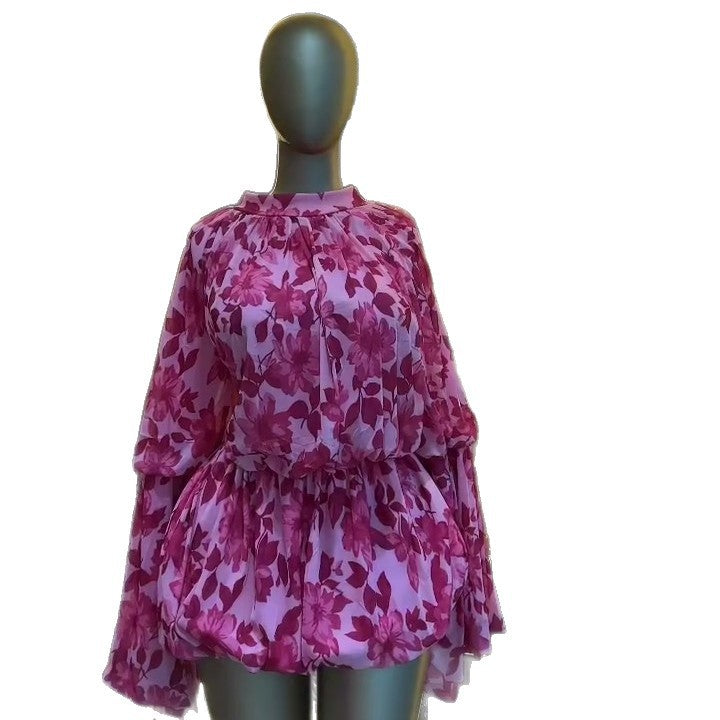 European and american cross-border women's fashion:  summer new arrivals - elegant, sweet, and fresh floral print, slim-fit, short dress