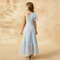 Custom-made european-style chiffon sundress for girls, perfect for export. this flowy and fresh dress features a minimalist design with short sleeves
