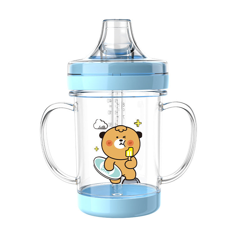 English boxed baby duck bill anti-drip water cup with lid and handle children's straw duck bill water cup
