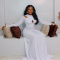 European and american women's clothing  autumn new sweet and fresh v-neck hollow-out high-waisted slimming a-line maxi dress