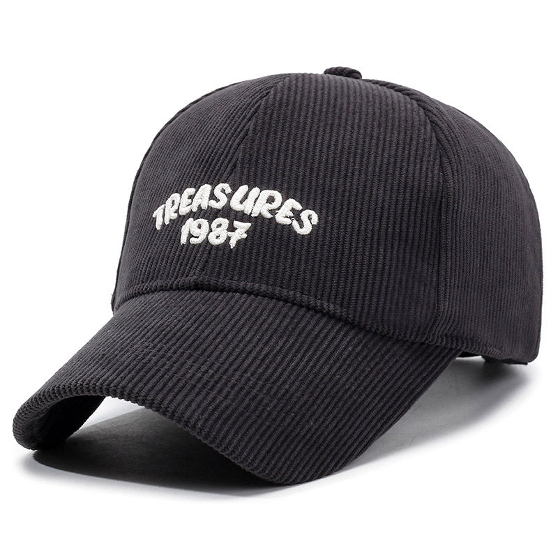 Autumn and winter new corduroy solid color baseball cap outdoor simple casual letter duck tongue cold and warm men's and women's hats