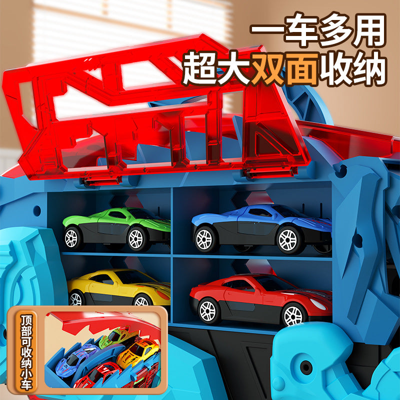 Kids' dinosaur toy car - tyrannosaurus rex transforming track set - educational storage gliding car - alloy diecast vehicle