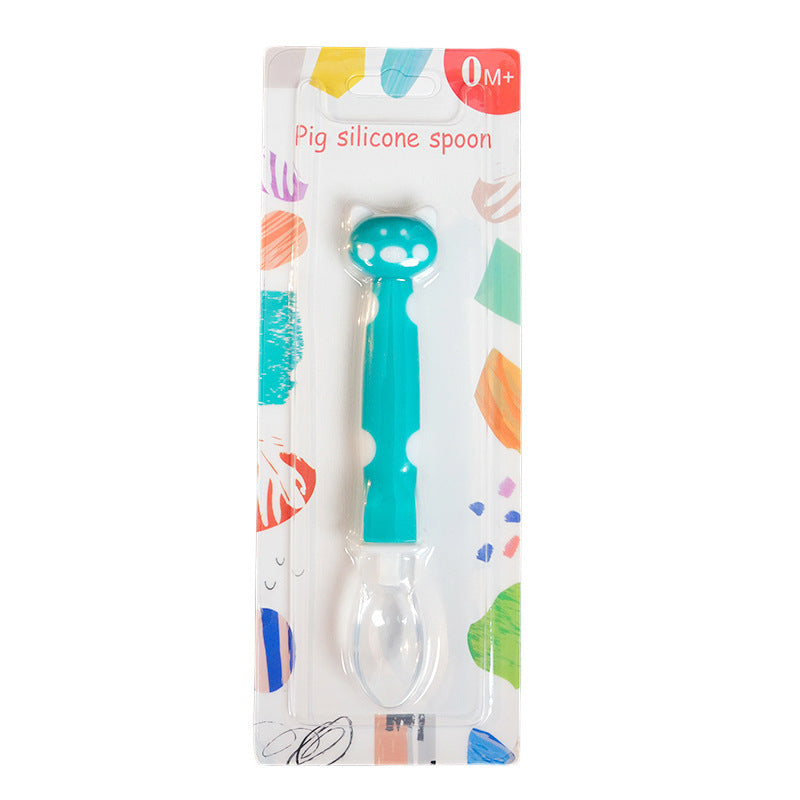 English card pack, baby silicone spoon, baby feeding tableware, soft head spoon, cartoon complementary food spoon, spoon, spoon