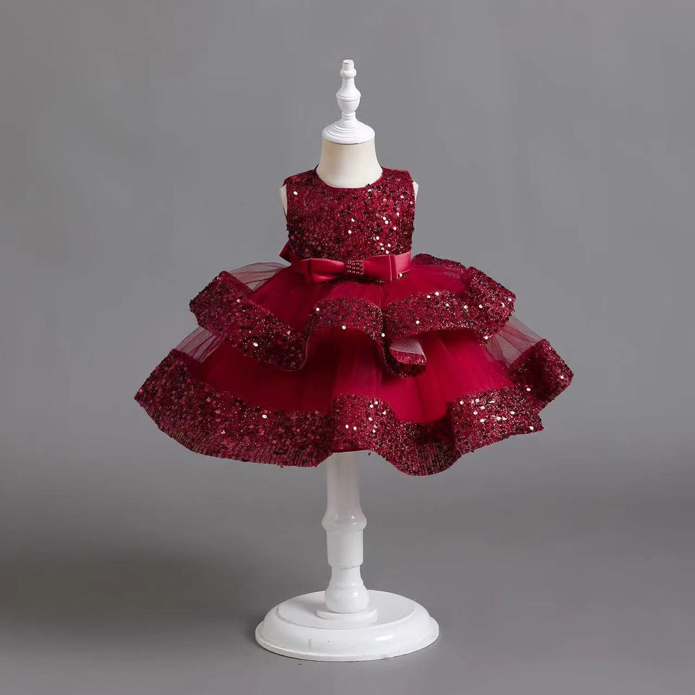 Exportgirlnew arrivalkids dresssequinprincess dressfemale baby first birthday dresskids dress