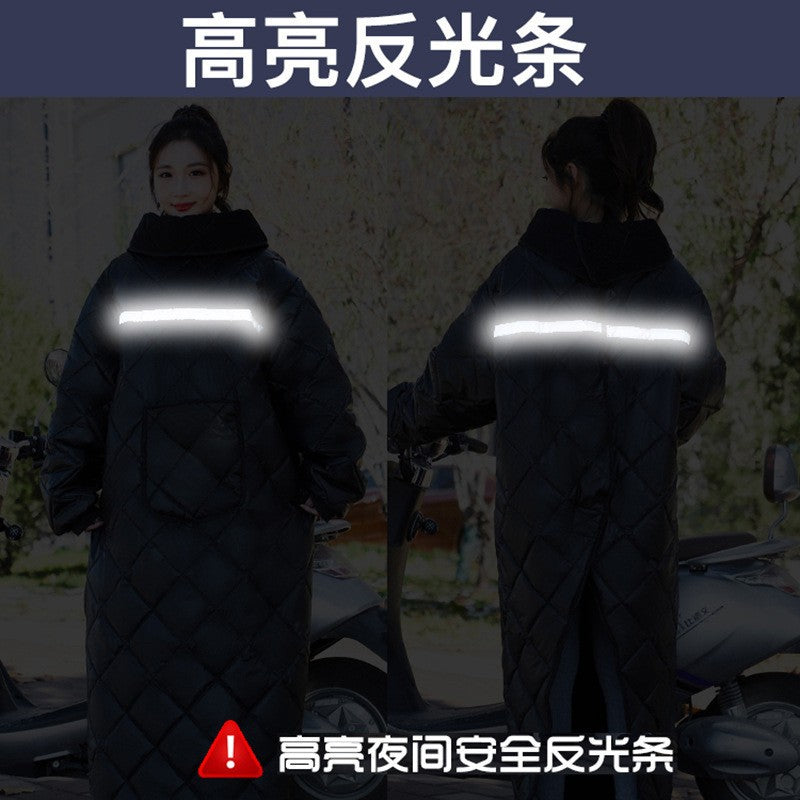 Winter windbreaker waterproof windproof winter cycling thickened fleece electric vehicle battery motorcycle riding cold weather protection suit