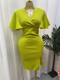 women's ruffle trim slim fit elegant exquisite craftsmanship space layer dress - special offer