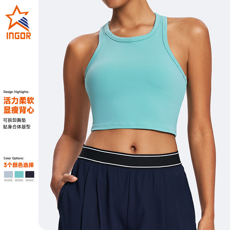 European and american cross-border women's compression sports tank top - activewear, quick-dry fitness yoga top, barely-there yoga tank