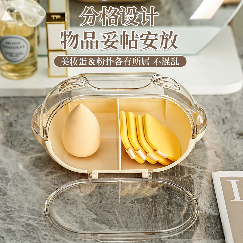 Lecheng new product powder puff storage box transparent dustproof desktop beauty egg air cushion storage box makeup egg portable storage