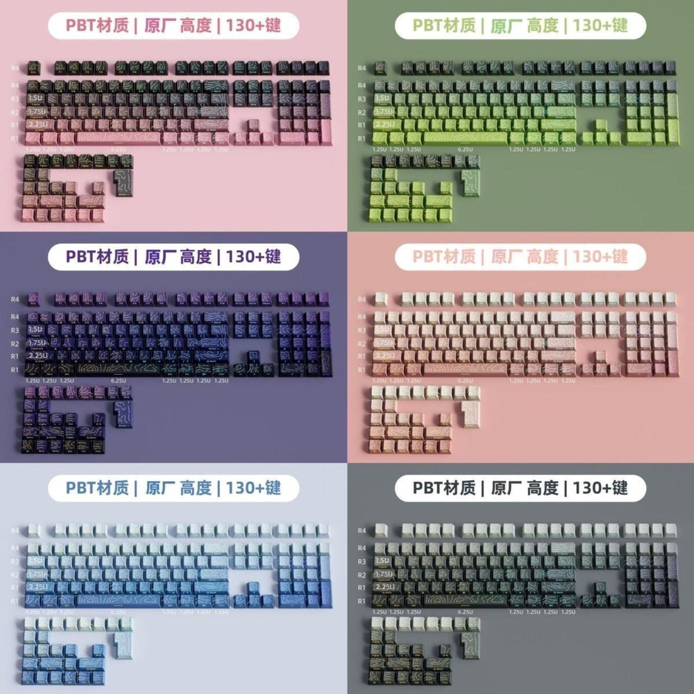 spot black powder pbt contour 4.0 side engraved keycap original height 130 two-color small complete set of cracks