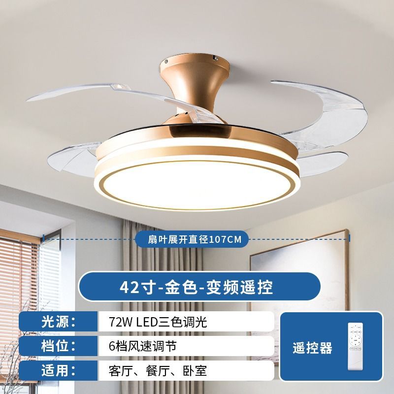 Invisible fan light modern minimalist ceiling fan light  new style ceiling fan chandelier for dining room, living room, and bedroom - all-in-one