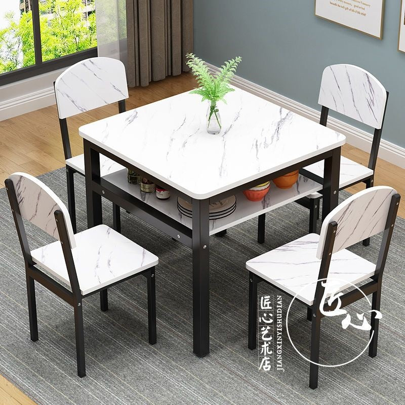 Simple double-layer dining table and chair combination square table for homeeconomic small apartment dining table and chair fashion storage small table