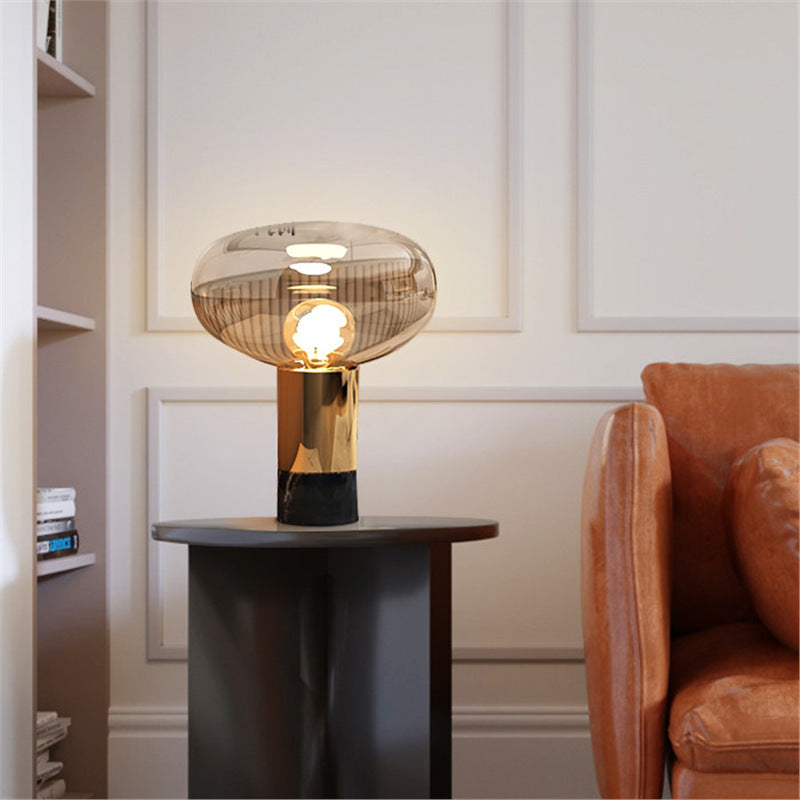 Modern creative light luxury glass table lamp marble designer model room decoration b&b bedroom bedside lamp italian style