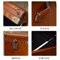Second-hand style retro oil wax leather suitcase coffee table table old-fashioned creative genuine leather side table corner bedside table storage cabinet