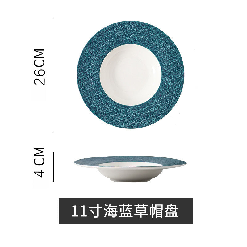 Ceramic pasta plate - home use straw hat plate, creative soup plate, western-style popular restaurant & hotel pasta plate tableware