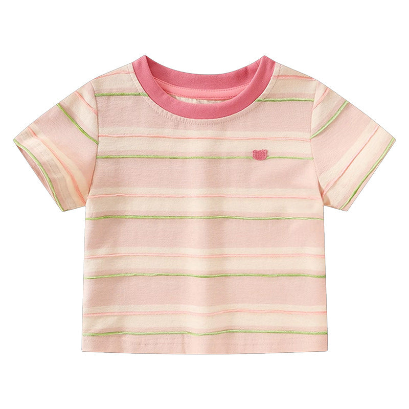 Kids' short-sleeve t-shirt - summer  new collection: boys' striped short-sleeve casual loose-fit baby top - stylish & in stock