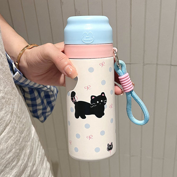 Water cup Thermos cup for girls New 316 stainless steel children's portable accompanying cup for students Cute straw cup