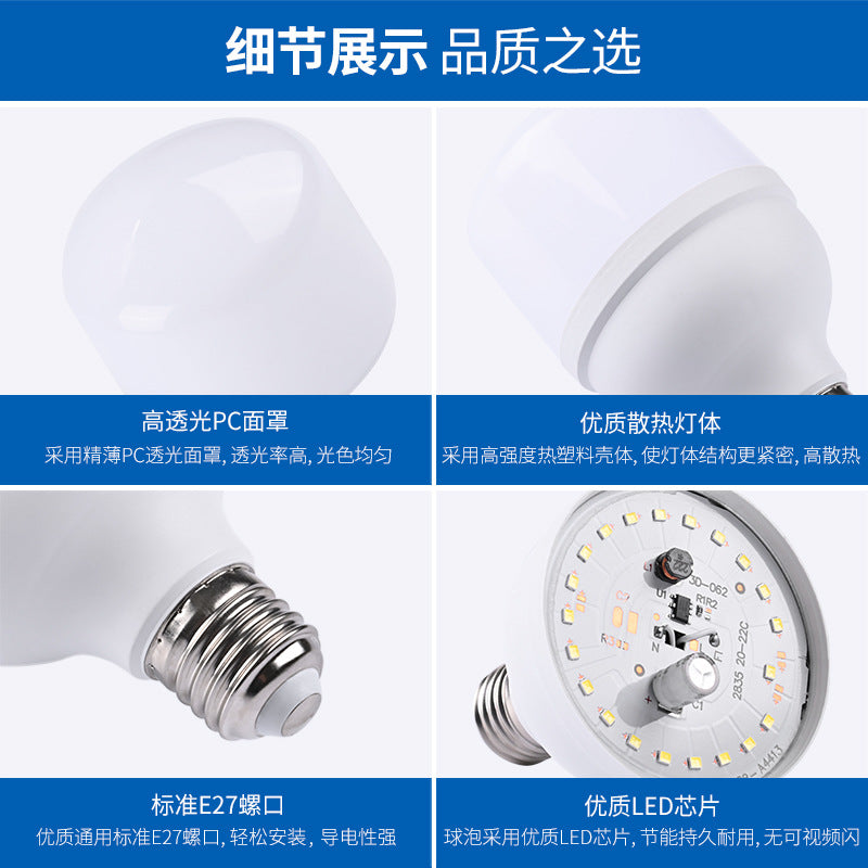 LED light bulb e27 screw light bulb plastic package aluminum bulb lighting household light bulb super bright eye protection light bulb manufacturer wholesale