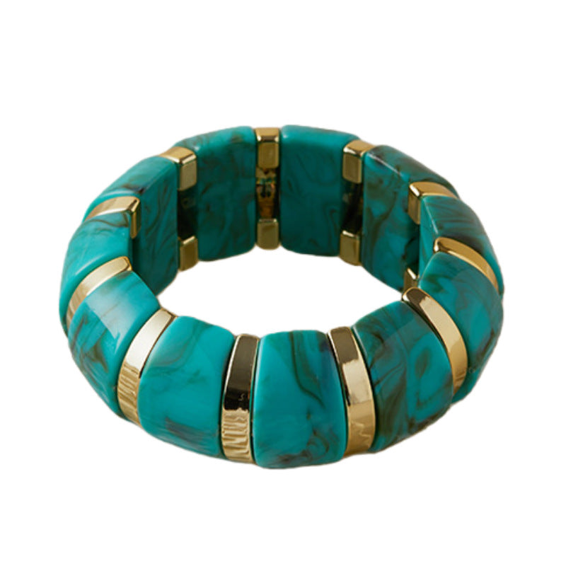 Acrylic smudged bracelet wholesale fashion cross-border stylish exaggerated multi-color accessories high-end wide elastic bracelet