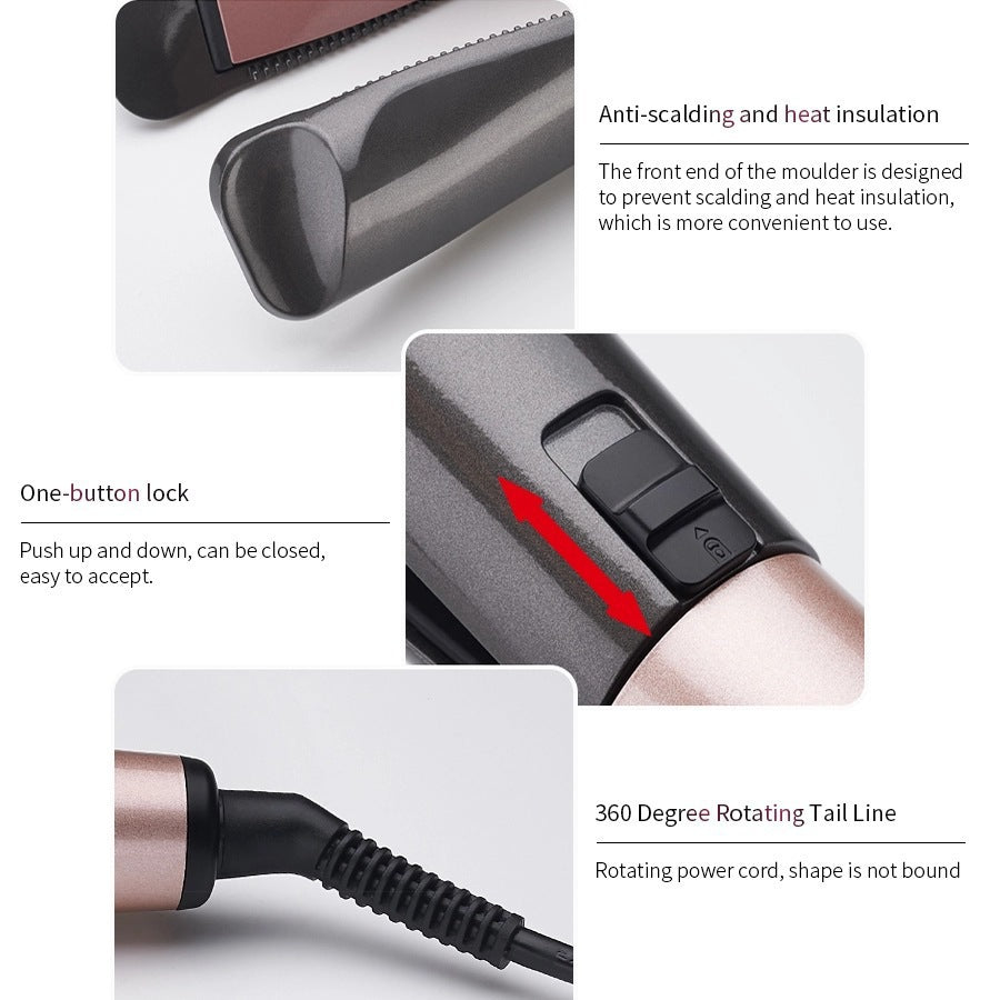 Cross-border new electric heating automatic spiral curling iron two-in-one twist straight curler wave splint roll straight dual-purpose