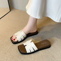 French flats internet celebrity square toe fashioneasiest for match one-line slippers new arrival summer style fairy braided outwear sandals women